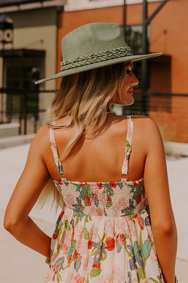 Fall Dreams Faux Suede Fedora in Olive