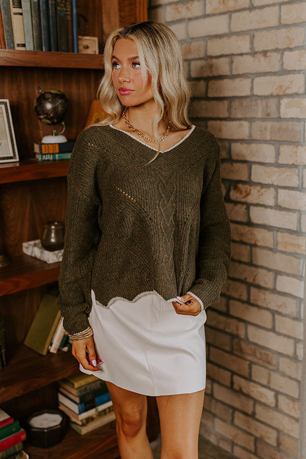 Falling For Cozy Knit Sweater in Martini Olive