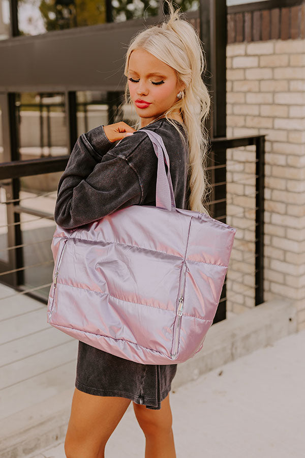 Weekend Getaway Puffer Tote in Lavender