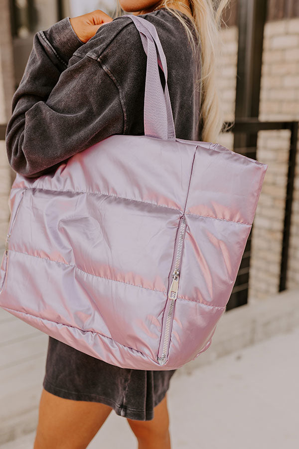 Weekend Getaway Puffer Tote in Lavender