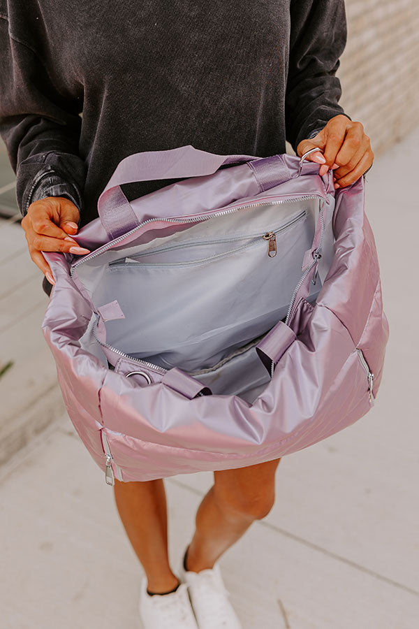 Weekend Getaway Puffer Tote in Lavender