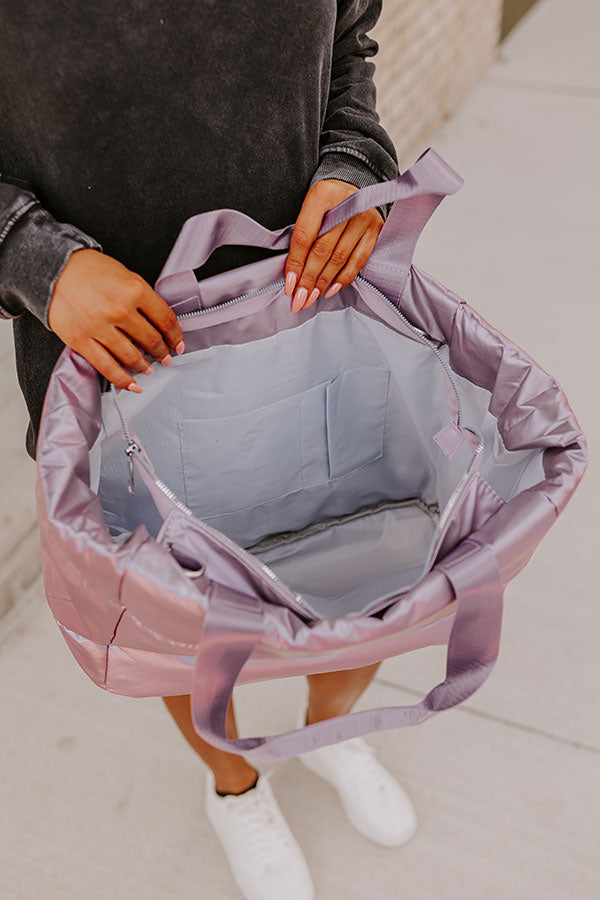 Weekend Getaway Puffer Tote in Lavender