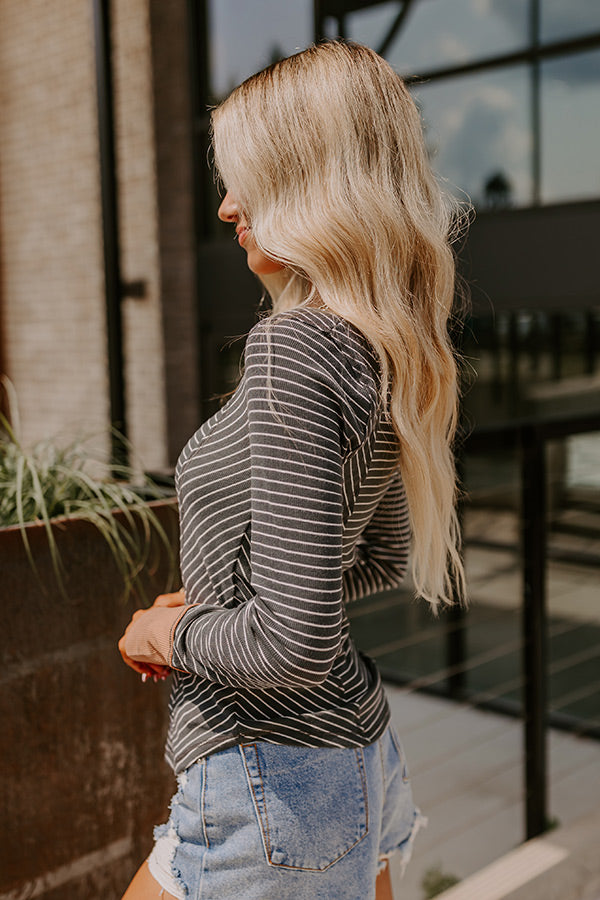 Cue The Chic Stripe Top in Slate