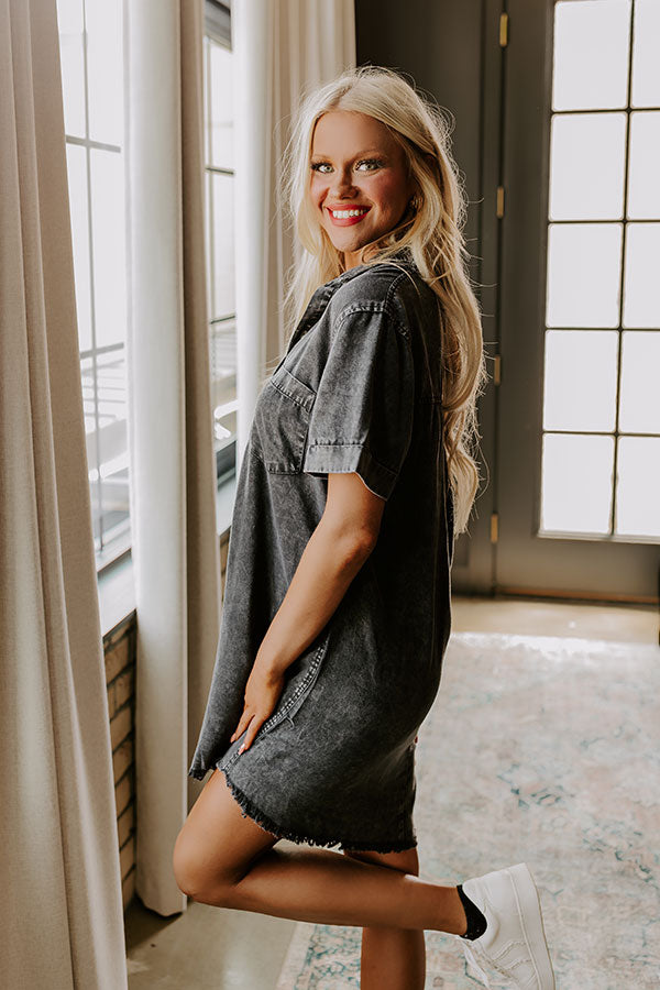 Backyard BBQ Chambray Mini Dress in Vintage Black