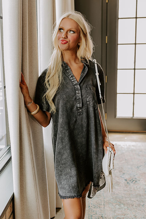Backyard BBQ Chambray Mini Dress in Vintage Black S / Vintage Black Backyard BBQ Chambray Mini Dress in Vintage Black S / Vintage Black