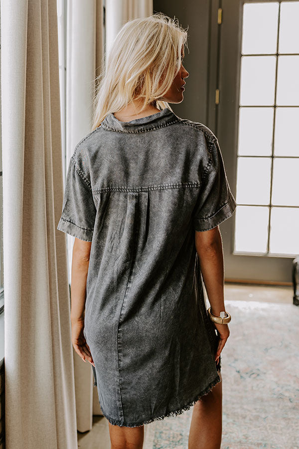 Backyard BBQ Chambray Mini Dress in Vintage Black