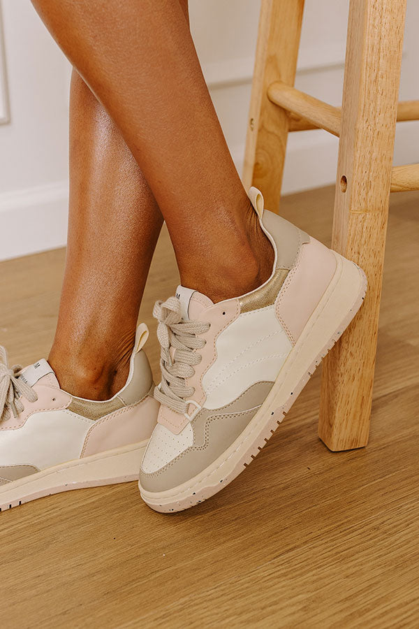 The Sadie Faux Leather Sneaker in Light Pink