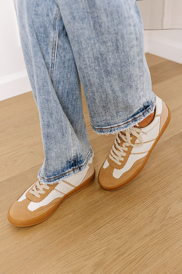 The Zoey Faux Leather Sneaker in Camel