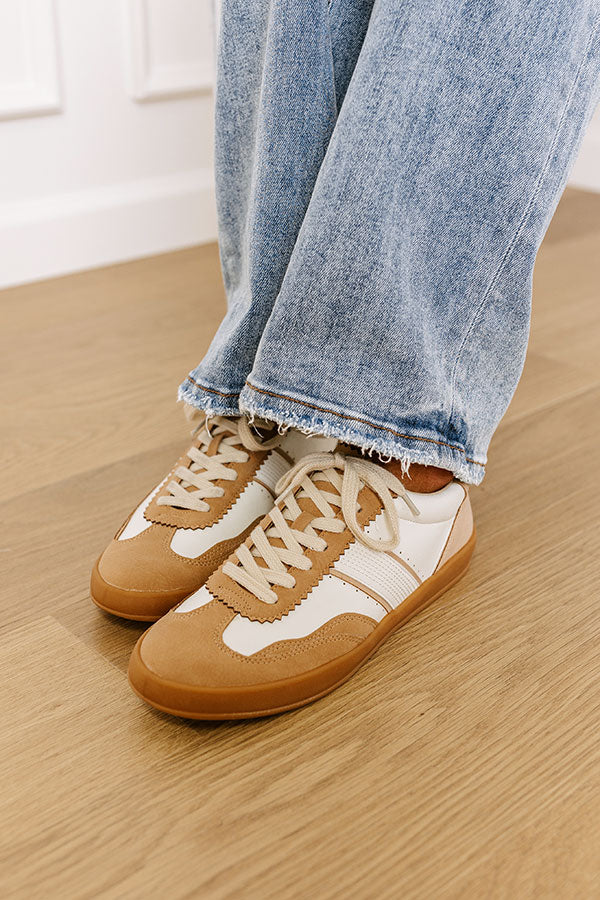 The Zoey Faux Leather Sneaker in Camel