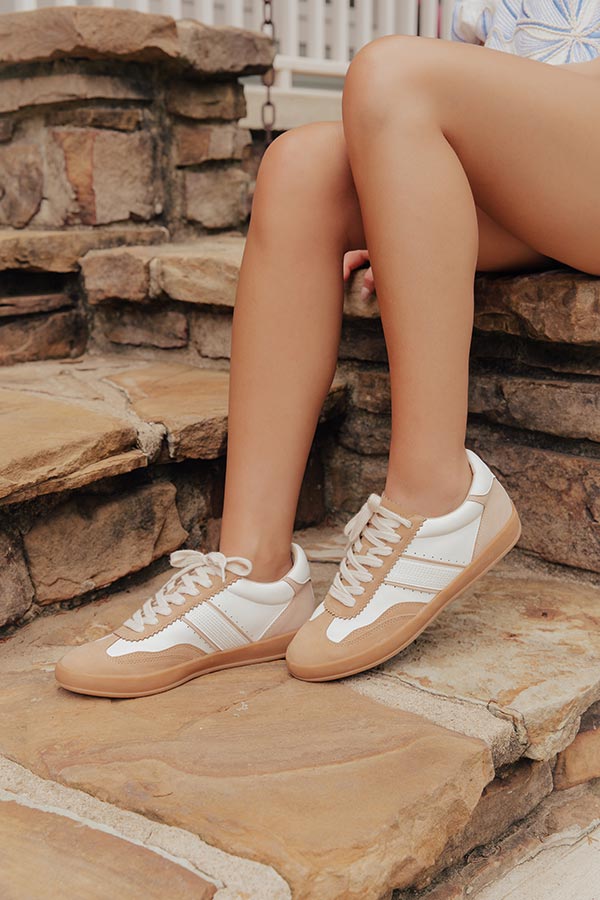 The Zoey Faux Leather Sneaker in Camel Image - 1