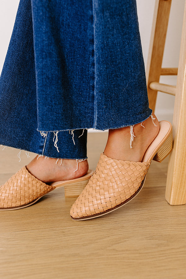 The Emilia Woven Leather Mule in Natural