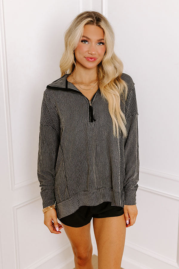 Bonfire Ready Ribbed Sweatshirt in Black