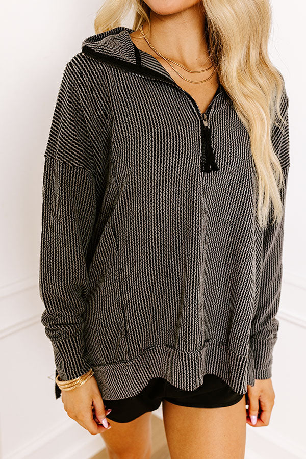 Bonfire Ready Ribbed Sweatshirt in Black