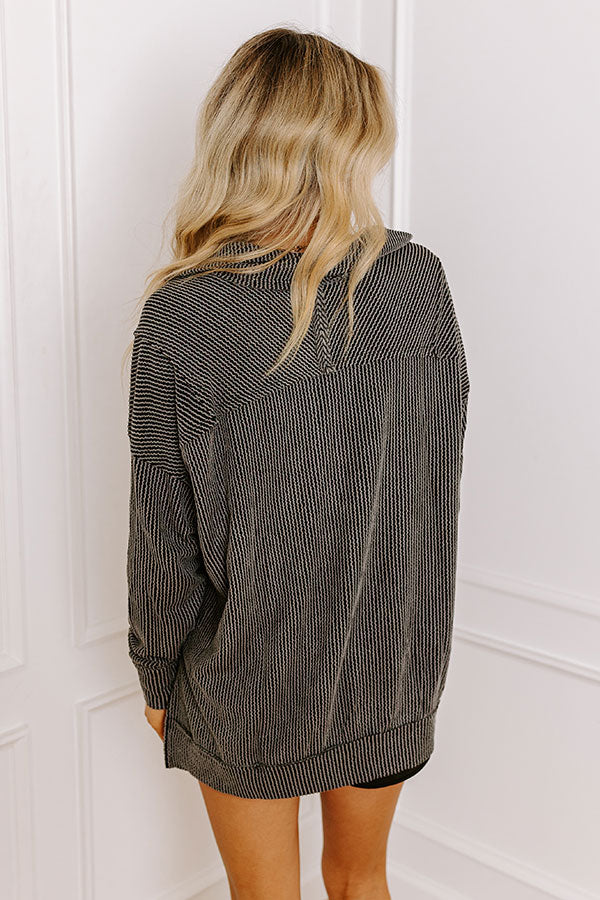 Bonfire Ready Ribbed Sweatshirt in Black