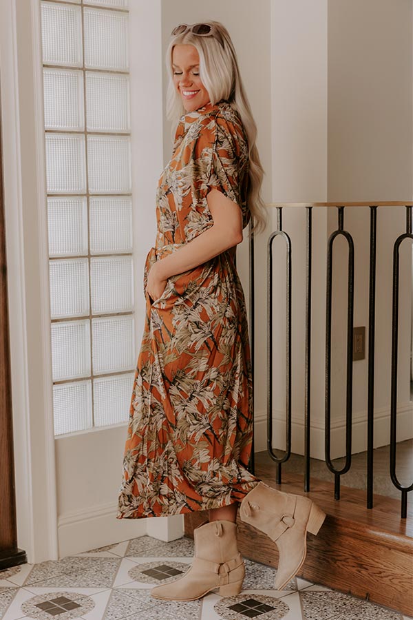 Vineyard Charm Satin Midi in Copper Image - 2