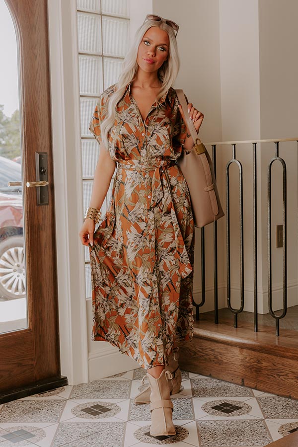 Vineyard Charm Satin Midi in Copper Image - 1