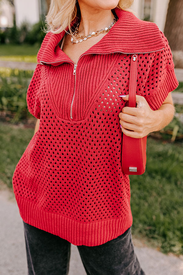 Cozy Lifestyle Knit Top in Red Curves