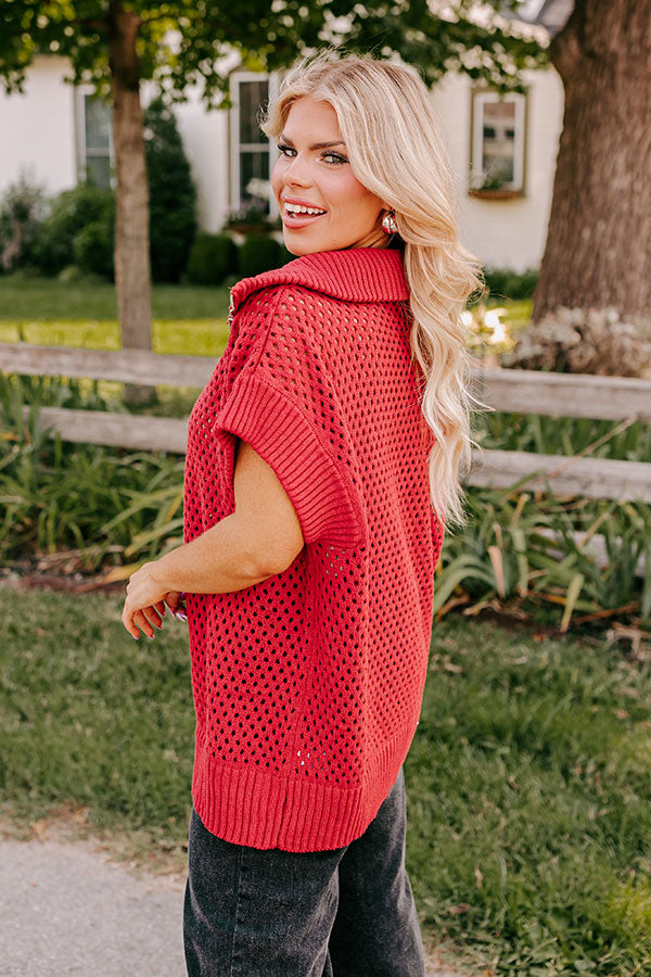 Cozy Lifestyle Knit Top in Red Curves