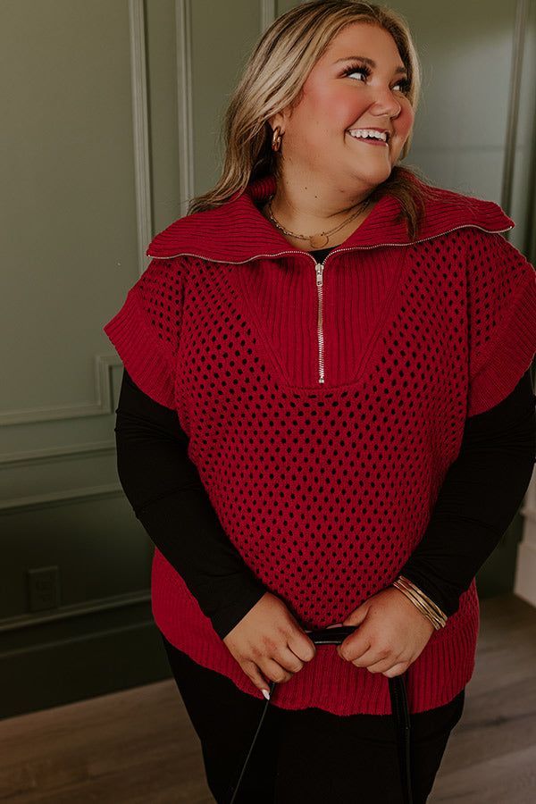 Cozy Lifestyle Knit Top in Red Curves