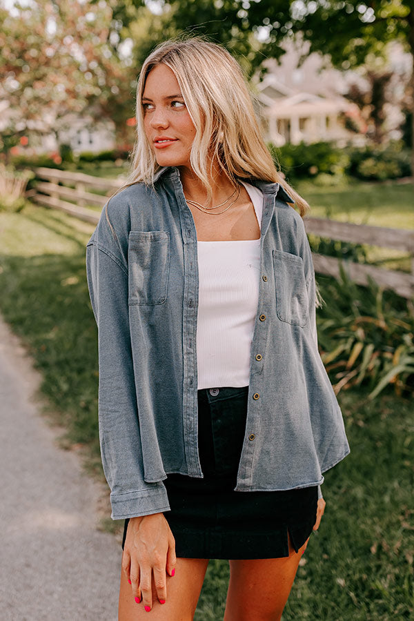 Casual Setting Chambray Button Up in Charcoal