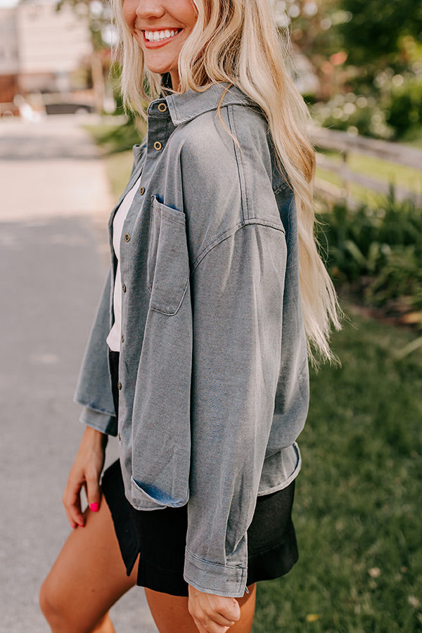 Casual Setting Chambray Button Up in Charcoal