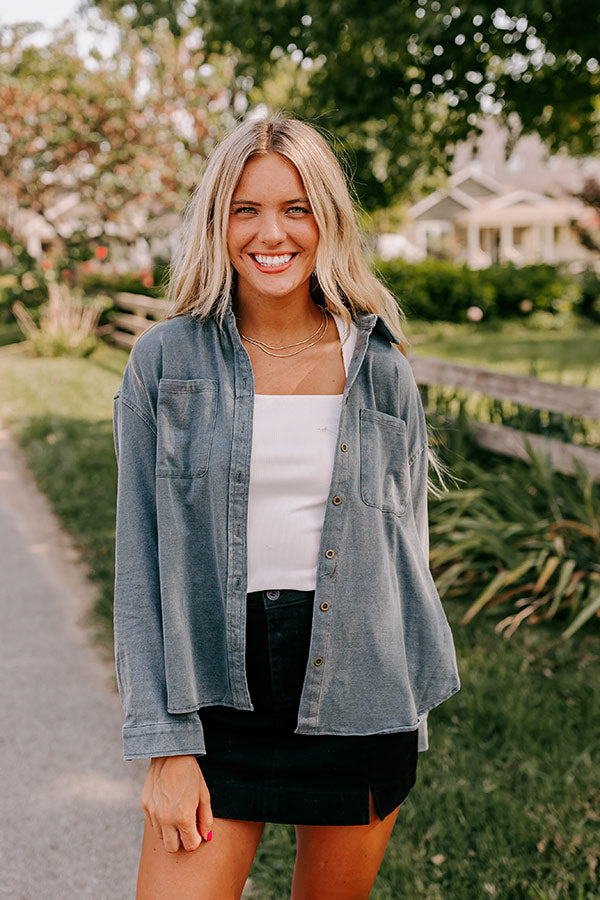 Casual Setting Chambray Button Up in Charcoal