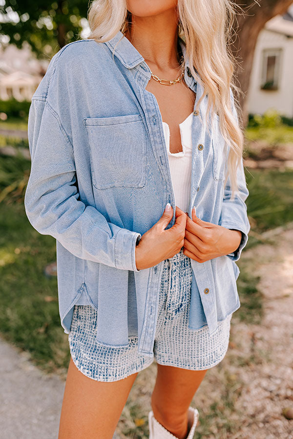 Casual Setting Chambray Button Up in Light Wash