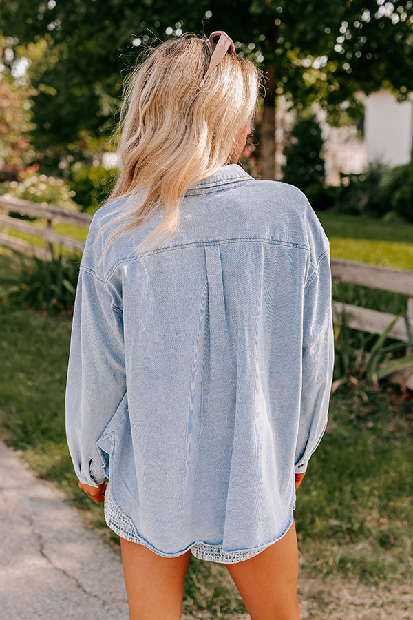 Casual Setting Chambray Button Up in Light Wash