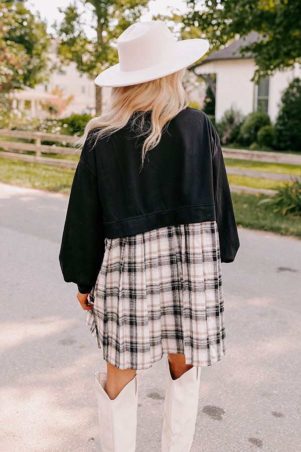 black plaid mini dress Autumn Plaid Mini Dress
