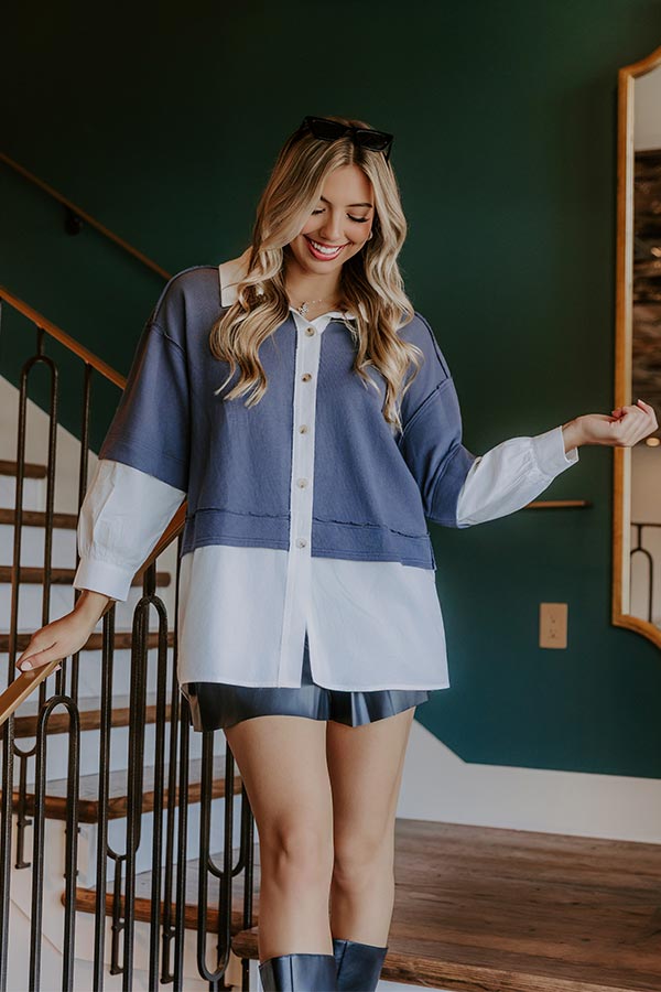 Country Club Social Button Up in Slate Image - 2