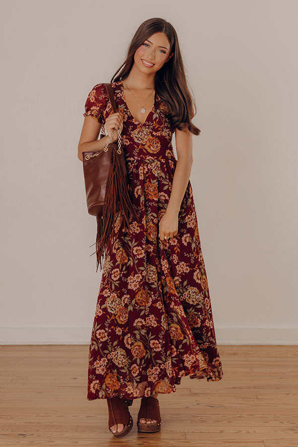 Wine For Two Floral Maxi Dress Image - 2