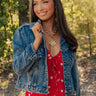 The Ronan Distressed Denim Jacket in Medium Wash Image - 1