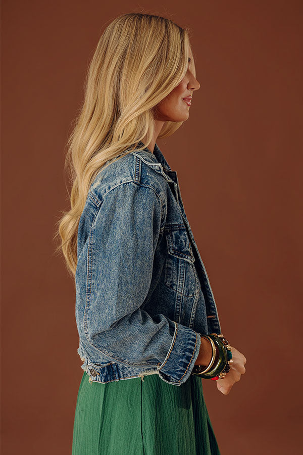 The Ronan Distressed Denim Jacket in Medium Wash Image - 2