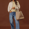 Classic Charm Denim Jacket in Cream Image - 1