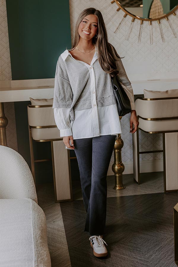 Country Club Social Button Up in Grey Image - 2