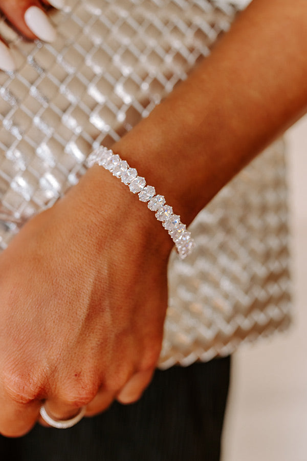 Cue The Sparkle Cubic Zirconia Cuff Bracelet in Silver