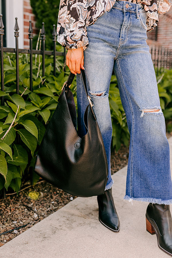 Girl On The Go Faux Leather Tote in Black