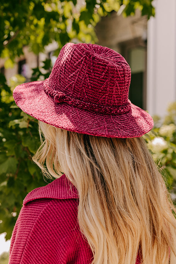 Fall Dreaming Chenille Woven Fedora in Wine