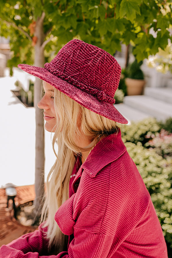 Fall Dreaming Chenille Woven Fedora in Wine