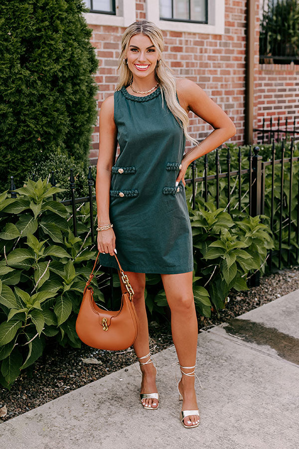 Apple Cider Sippin Mini Dress in Hunter Green