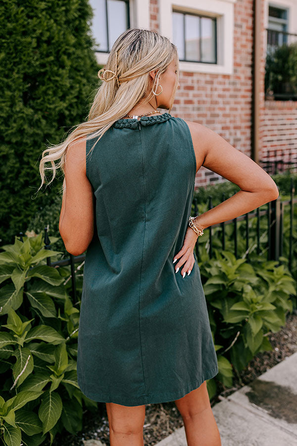 Apple Cider Sippin Mini Dress in Hunter Green