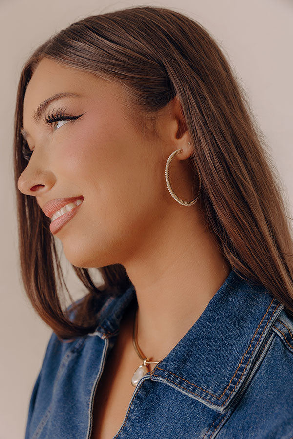 Sweet Smile Pearl Embellished Hoop Earrings