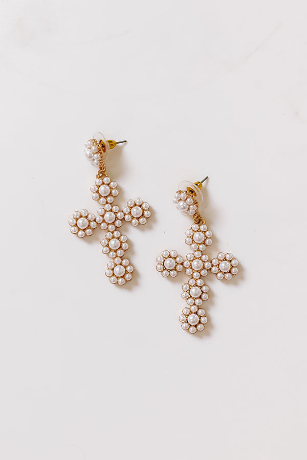 Full Of Faith Pearl Embellished Earrings