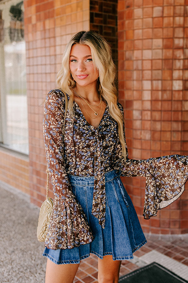 Sweet Serenity Floral Front Tie Top