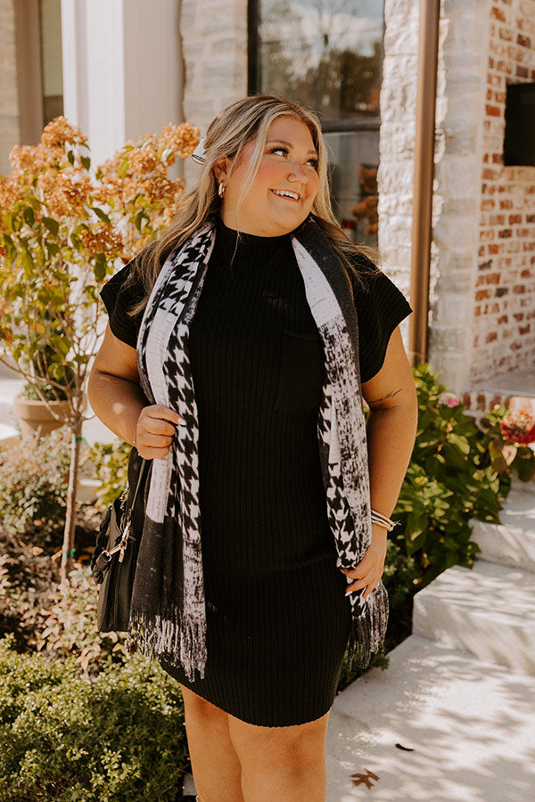 Autumn Crisp Ribbed Sweater Dress in Black Curves 1XL / Black Autumn Crisp Ribbed Sweater Dress in Black Curves 1XL / Black