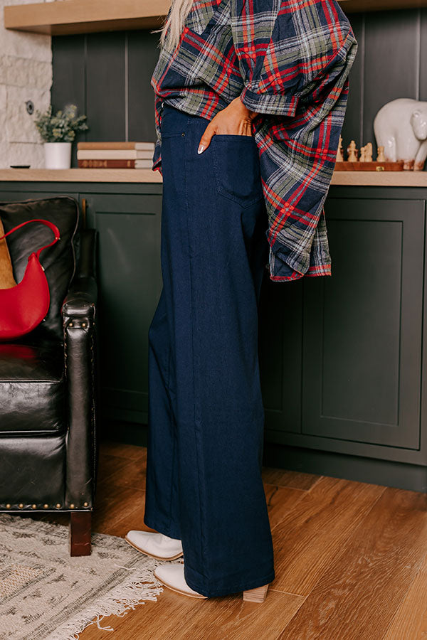 The Phoebe High Waist Wide Leg Pants in Navy