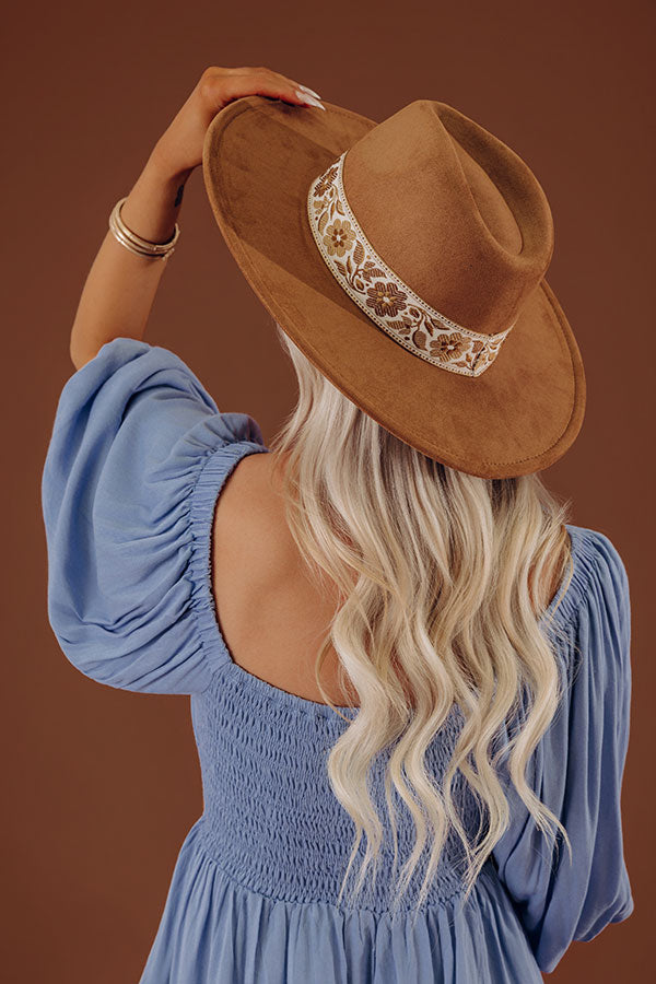 Posh Moment Faux Suede Fedora in Camel Image - 1