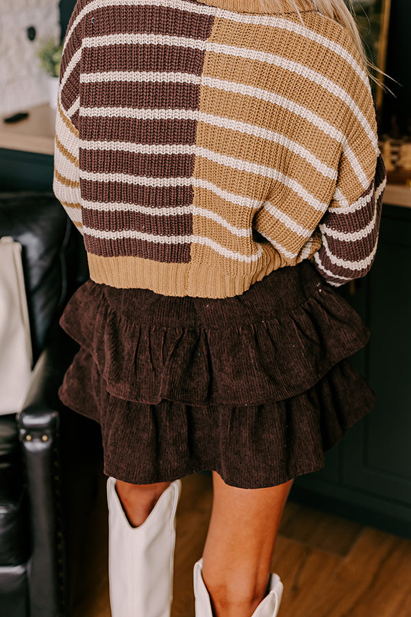 The Emilia High Waist Corduroy Skort in Chestnut