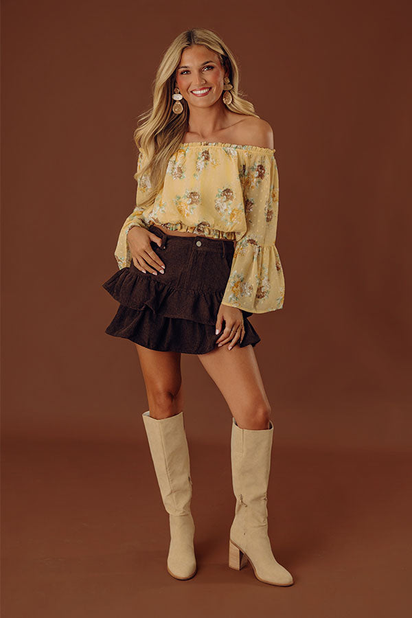 The Emilia High Waist Corduroy Skort in Chestnut Image - 1