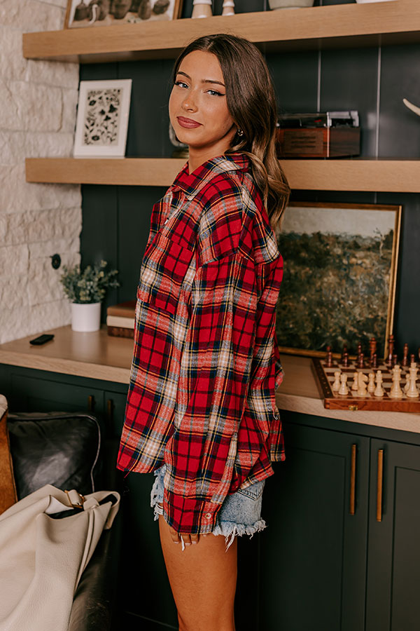 Fireside S'mores Oversized Flannel in Red